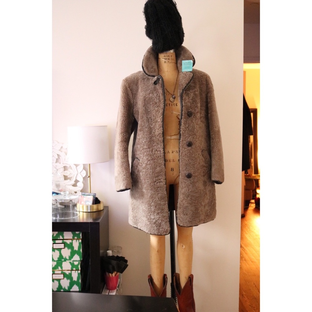 Women’s Shearling-Look Button Coat - Taupe